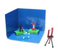 ZING Stikbot Zanimation What The Bot Special Action Figures and Animation Set, Includes 3 Stikbots, 1 Mobile Phone Tripod 2-in-1 Stage, Stop Motion Animation, Great Kids Ages 4 Up, Blue,green