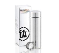 ZING TII Pure Titanium Water Bottle,15oz | Double-Layer Vacuum Insulation，Precious Metal Water Cup with Tea Brewer，Can be Given as a Present.