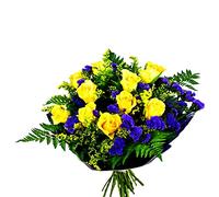 ZING Yellow Rose and Purple Bouquet - Fresh Flower Arrangement for Delivery, Celebrations, Weddings, Birthdays, Sympathy, Festive Indoor Decoration - Vibrant Autumn floral