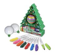 Zing ZingChristmas Tree Decorating Kit - Includes Christmas Tree DIY Ornament Decorating Spinner Arts and Crafts Kit and 8 Colorful Quick Drying Markers [Cap Colors May Vary]