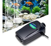 Zingbabu Quiet Air Pump for Aquarium, 8W Double Outlet with Air Stone, Hose & Check Valve, Adjustable Oxygen Pump Aquarium
