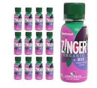 Zinger Beetroot Focus - Organic Beetroot Juice Shots with Vitamin B12 | 12 x 70ml Beetroot Shot with Lion's Mane & Shiitake Mushroom, a natural source of Vitamin B12 for everyday support