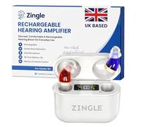 ZINGLE UK Rechargeable Hearing Amplifier for Adults & Seniors | Invisible Discreet In-Ear Sound Amplifier with Noise Reduction & Charging Case - Red & Blue| Digital CIC