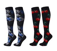 Zingso Compression Socks for Women Men, 2 Pairs 20-25mmHg Knee High Socks Compression Stockings for Sport, Athletic, Edema, Diabetic, Varicose Veins, Travel, Pregnancy, Nursing (L/XL, Black+Red)