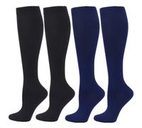 Zingso Compression Socks for Women Men, 2 Pairs 20-25mmHg Knee High Socks Compression Stockings for Sport, Athletic, Edema, Diabetic, Varicose Veins, Travel, Pregnancy, Nursing (S/M, Black Blue)