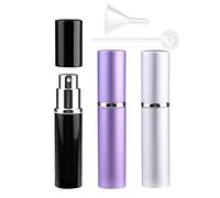 Zingso Refillable Travel Perfume Atomiser Bottles, 3 Pcs 6ml Mini Portable Spray Bottles Aftershave Empty Funnel and Diffuser Tool, (Black+silver+purple) (FYC22PBS+A2-FBA-SL)