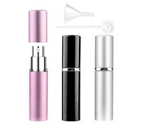 Zingso Refillable Travel Perfume Atomiser Bottles, 3 Pcs 6ml Mini Portable Spray Bottles Refillable Perfume Aftershave Atomiser Empty Travel Bottles with Funnel (6ml (Pink+Silver+Black))