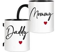 ZingSurp Mommy Daddy Mug Set 11oz Ceramic Coffee Mugs for New Parents Baby Shower Valentines Mothers Day Fathers Day Gift for Couples Anniversary