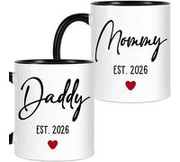 ZingSurp Mommy Est 2026 Daddy Est 2026 Mug Set 11oz Ceramic Cups for Parents to Be Baby Shower Pregnancy Reveal Mothers Day Fathers Day Gift