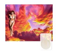 Zingtto Silky Soft 108"x84" Sand Proof Beach Blanket Sand Proof Mat with Corner Pockets and Fashion Mesh Bag for Beach Party, Travel, Camping and Outdoor Music Festival, Ombre Orange Lilac