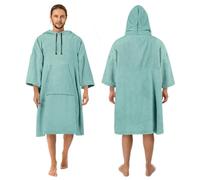 Zingtto Surf Poncho Changing Robe, 3/4 Sleeve Extra Large Thick Hoodie Towel Poncho for Men Women Beach Swimming, 43" x 35", Teal