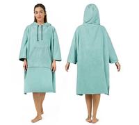 Zingtto Surf Poncho Changing Robe, 3/4 Sleeve Extra Large Thick Hoodie Towel Poncho for Men Women Beach Swimming, 39"x33", Teal