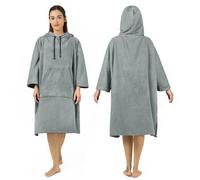 Zingtto Surf Poncho Changing Robe, 3/4 Sleeve Extra Large Thick Hoodie Towel Poncho for Men Women Beach Swimming, 39"x33", Gray