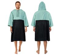 Zingtto Surf Poncho Changing Robe, 3/4 Sleeve Extra Large Thick Hoodie Towel Poncho for Men Women Beach Swimming, 43‘’x35‘’, Black Teal