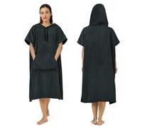 Zingtto Surf Poncho Changing Robe Extra Large Thick Towel Poncho for Men Women with Hood Pocket for Beach Swimming, 41"x33", Black