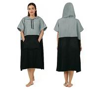 Zingtto Surf Poncho Changing Robe Extra Large Thick Towel Poncho for Men Women with Hood Pocket for Beach Swimming, 41‘’x33‘’, Black Gray