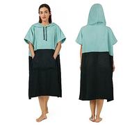 Zingtto Surf Poncho Changing Robe Extra Large Thick Towel Poncho for Men Women with Hood Pocket for Beach Swimming, 41‘’x33‘’, Black Teal