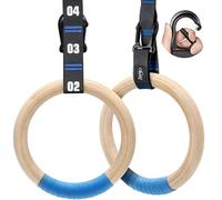 Zingtto Wooden Gymnastic Rings with Adjustable Numbered Straps. 1.1'' Olympic Rings for Core Workout, Crossfit, Bodyweight Training. Home Gym Rings with 8.5ft Exercise Straps and Workout Handles