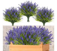 ZINHO 36 Bundles Artificial Flowers Outdoor, Faux Lavender Flowers with Grass UV Resistant Artificial Plants for Outdoor Outside Hanging Planter Window Box Garden Patio Front Porch Decor