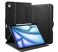 Zinibri Handcrafted Case for iPad Air 11 Inch M2 2024,iPad Air 5th/4th Generation 10.9'' 2022/2020 with Pencil Holder & Hand Strap & Pocket PU Leather Stand Folio Smart Cover Auto Sleep/Wake,Black