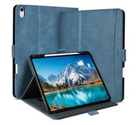 Zinibri Handcrafted Case for iPad Air 13 Inch M3 2025/M2 2024 A3268 A3269 A3271 A2898 A2899 A2900 with Pencil Holder & Hand Strap & Pocket PU Leather Stand Folio Cover Auto Sleep/Wake,Light Blue