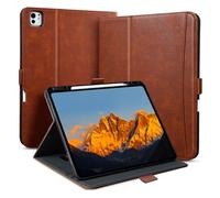 Zinibri Handcrafted Case for iPad Pro 13 Inch M5 2025/M4 2024 with Pencil Holder & Hand Strap & Pocket,Auto Sleep/Wake,Magnetic Closure,Multi Angles Stand Cover,Protective Folio PU Leather,Light Brown