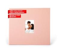 Zink Cloth Covered Scrapbook 8x8” Photo Album w/Front Picture Window (Pink)