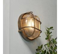 BHS Lighting Mika Caged Round Outdoor Wall Light in Gold BHS Lighting Gold