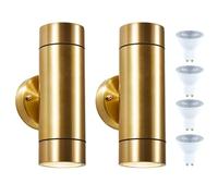 ZINK Wall Mounted Up Down Lights with LED GU10 Bulbs: Solid Brass (Brass Finish, 2 Lights / 4 GU10 Bulbs)