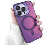 ZinLyuen Magnetic Ring Stand for iPhone 15 Pro Case Compatible with MagSafe with Camera Protector Iridescent Translucent for iPhone 15 Pro Case,Purple