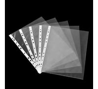 Zinnia A5 Punched Pockets 100 Pack - Clear Poly Sleeves - Tear-Resistant Document Protectors for Office Files, School Folders, Ring Binders, Home Filing, Teachers, Students & Document Storage