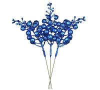 Zinnia Artificial Flowers Berries Stems 7.8Inch Artificial Christmas Picks For Christmas Tree Ornaments DIY Xmas Wreath (Blue, One Size)