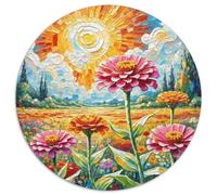 Zinnia Elegans 1000pc Round Puzzle Depicting, Designed to Test Wits, Lovely for Cosy Nooks And Sheltered Spots 1000pcs (67.5x67.5cm)