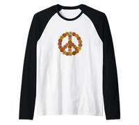Zinnias Peace Sign Retro Floral Hippie Garden Nature Design Raglan Baseball Tee