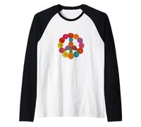 Zinnias Peace Sign Retro Floral Hippie Garden Nature Design Raglan Baseball Tee