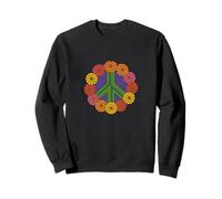 Zinnias Peace Sign Retro Floral Hippie Garden Nature Design Sweatshirt