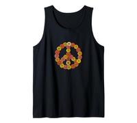 Zinnias Peace Sign Retro Floral Hippie Garden Nature Design Tank Top