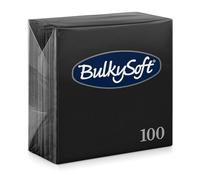 ZINNIAUK 100 x Black Bulkysoft Paper Napkins - 24x24cm | Soft, Thick & Premium Quality Disposable Tableware Napkins Party Tissue Serviettes