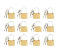 ZINNIAUK 12 x 20mm Brass Padlocks with Keys - Durable Solid Brass Body Mini Padlocks for Lockers, Bags, Luggage, Tool Boxes, Cabinets, Cupboards, Jewellery Boxes & Travel - Small Security Padlock Set
