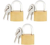 ZINNIAUK 3 x 20mm Brass Padlocks with Keys - Durable Solid Brass Body Mini Padlocks for Lockers, Bags, Luggage, Tool Boxes, Cabinets, Cupboards, Jewellery Boxes & Travel - Small Security Padlock Set