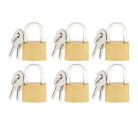 ZINNIAUK 6 x 20mm Brass Padlocks with Keys - Durable Solid Brass Body Mini Padlocks for Lockers, Bags, Luggage, Tool Boxes, Cabinets, Cupboards, Jewellery Boxes & Travel - Small Security Padlock Set