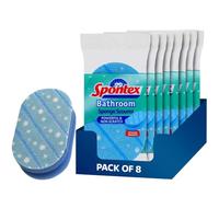 ZINNIAUK 8 x Spontex Bathroom Sponge Scourer Blue | Lightweight Bathroom Cleaning Sponge Non-Scratch Nailguard Grip & Curved Edges Safe for Enamel, Showers, Baths & All Delicate Surfaces