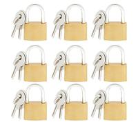 ZINNIAUK 9 x 20mm Brass Padlocks with Keys - Durable Solid Brass Body Mini Padlocks for Lockers, Bags, Luggage, Tool Boxes, Cabinets, Cupboards, Jewellery Boxes & Travel - Small Security Padlock Set