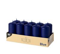 ZINNIAUK Blue Papstar Pillar Candles Pack of 10 (40mm x 90mm) - Unscented Small Decorative Candles for Home, Weddings, Parties & Events - Long-Lasting Dripless Wax Table Centrepieces & Elegant Room