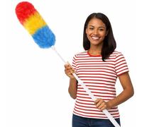 ZINNIAUK Feather Duster with Telescopic Handle 120cm Extendable Microfibre Electrostatic Duster for High Ceilings Fans Cobwebs and Hard to Reach Areas Home and Office Cleaning Multicolour
