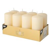ZINNIAUK Ivory Papstar Pillar Candles Pack of 8 (50mm x 100mm) - Unscented Small Decorative Candles for Home, Weddings, Parties & Events - Long-Lasting Dripless Wax Table Centrepieces & Elegant Room.