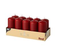 ZINNIAUK Red Papstar Pillar Candles Pack of 10 (40mm x 90mm) - Unscented Small Decorative Candles Fore, Weddings, Parties & Events - Long-Lasting Dripless Wax Table Centrepieces & Elegant Room