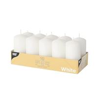 ZINNIAUK White Papstar Pillar Candles Pack of 10 (40mm x 90mm) - Unscented Small Decorative Candles for Home, Weddings, Parties & Events - Long-Lasting Dripless Wax Table Centrepieces & Elegant Room