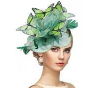 Zinniday Butterfly Organza Fascinators Hats - Monarch Butterfly Tea Party Hat with Hairpin, 2025 Derby Headwear, Green, 1