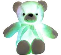 Zinsale Bear Stuffed Animal 7 Colors Light Changing Bear Plush Toy Pillow LED Luminous Night Light for Kids Sleeping (White)